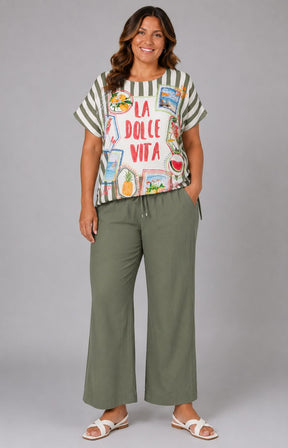 Via Appia Due Dolce Vita Top in Khaki 