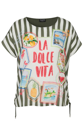 Via Appia Due Dolce Vita Top in Khaki 