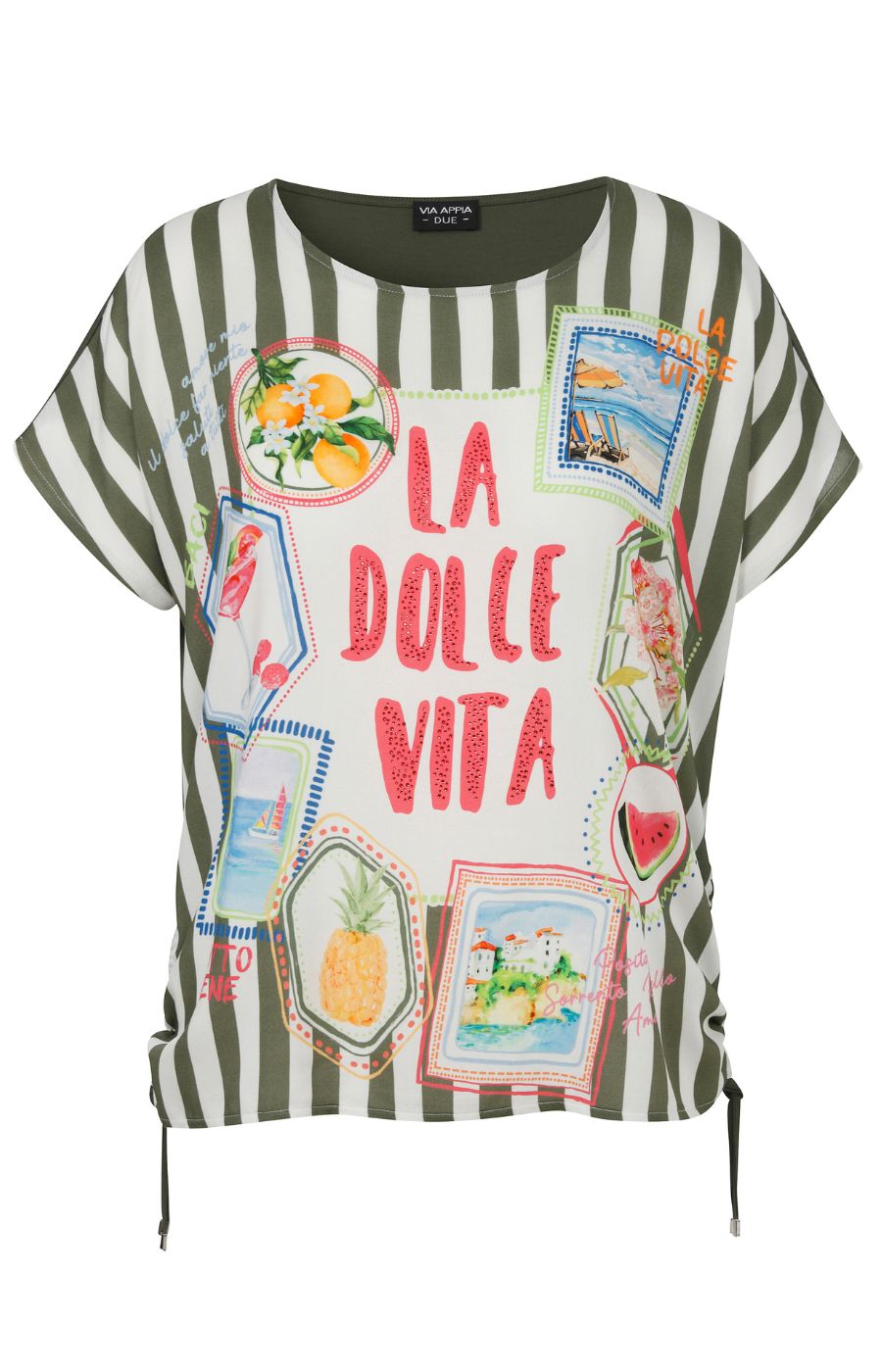 Via Appia Due Dolce Vita Top in Khaki 