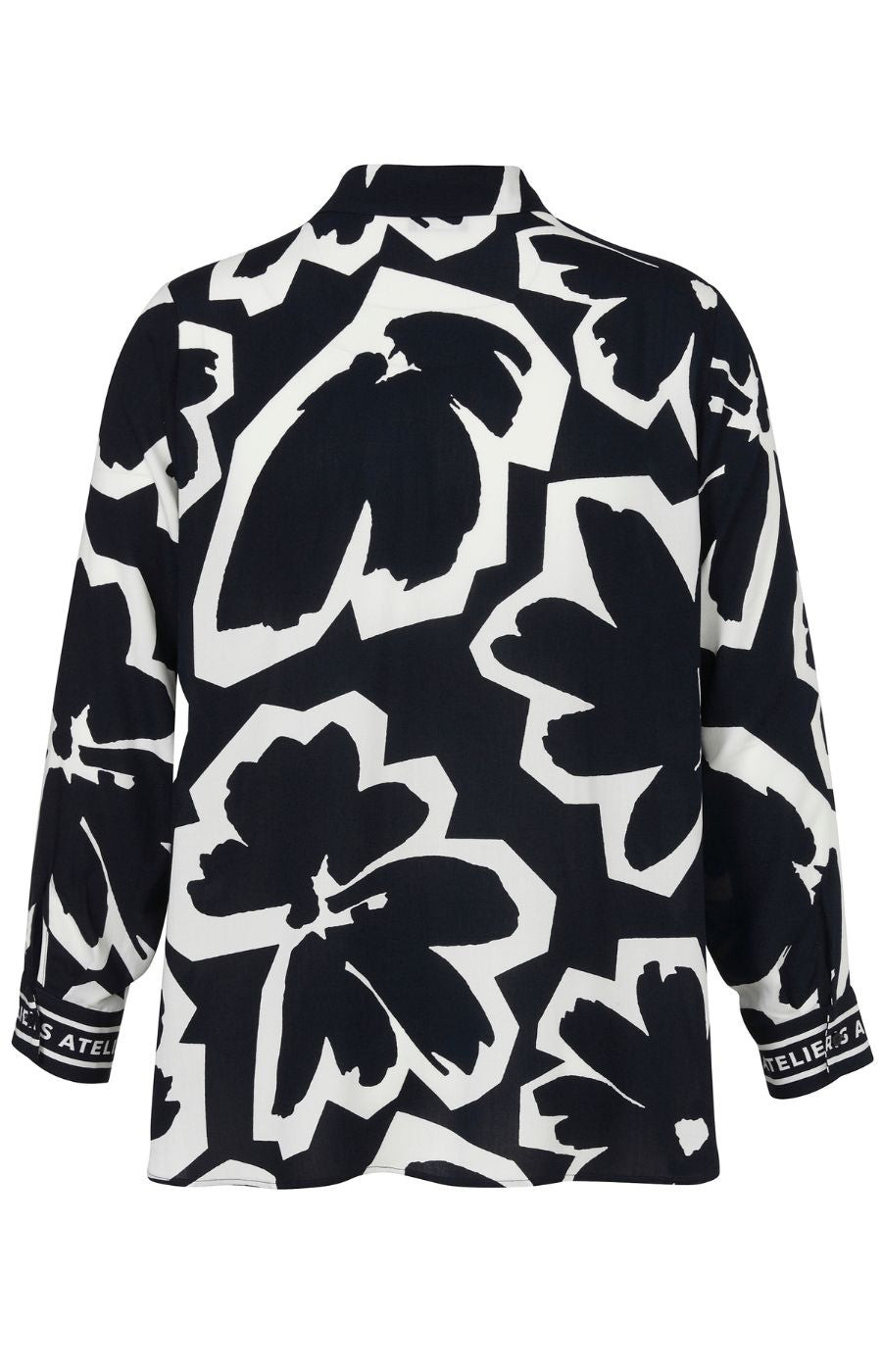 Navy and white floral patterned shirt