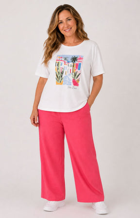 Via Appia Due Motif T-Shirt in White 