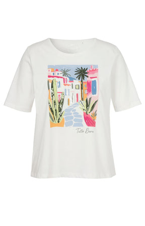 Via Appia Due Motif T-Shirt in White 