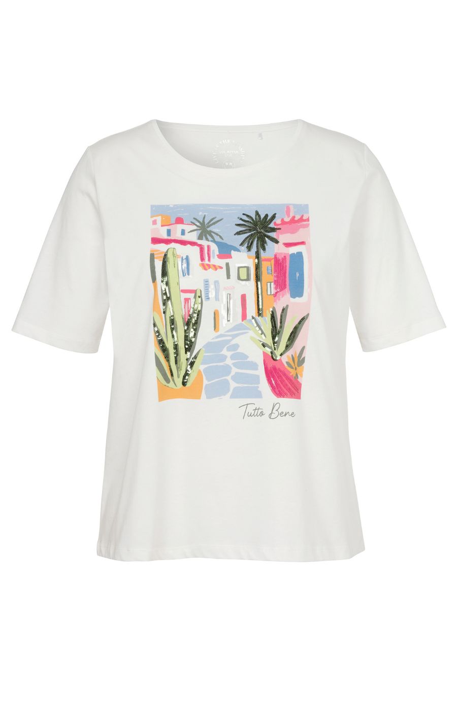 Via Appia Due Motif T-Shirt in White 