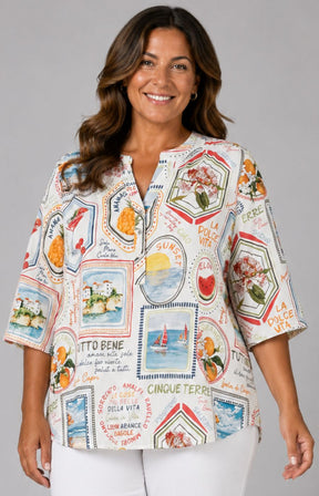 Via Appia Due Motif Tunic in White 