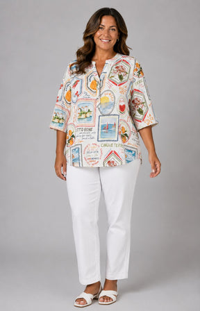 Via Appia Due Motif Tunic in White 