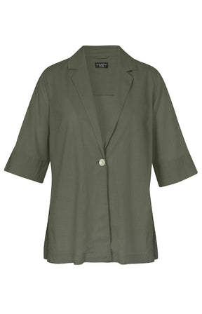 Via Appia Due V Neck Jacket in Khaki 