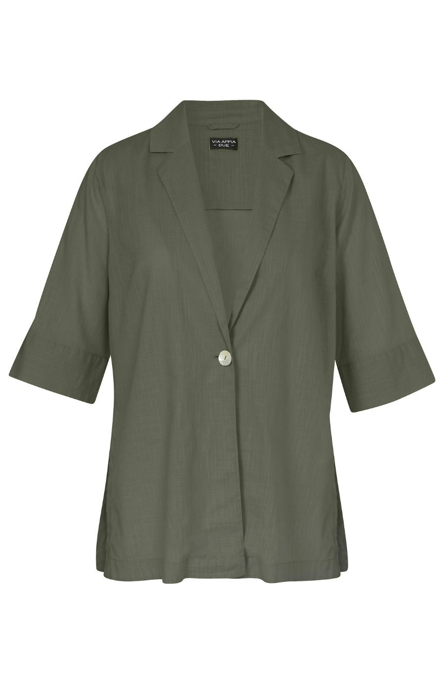 Via Appia Due V Neck Jacket in Khaki 
