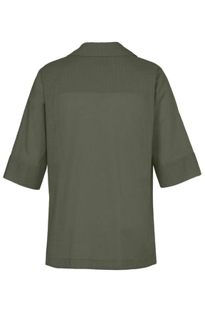 Via Appia Due V Neck Jacket in Khaki