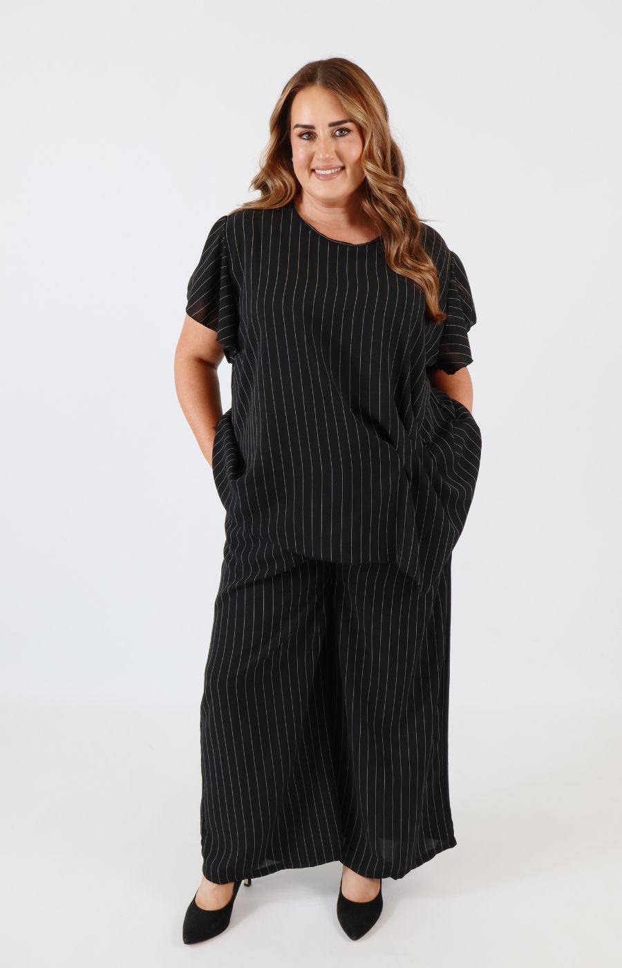Victoria Pinstripe Co-ord in Black 