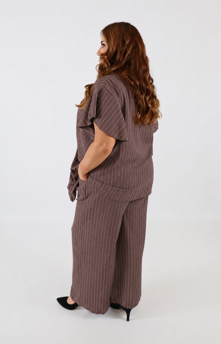 Victoria Pinstripe Co-ord in Brown 