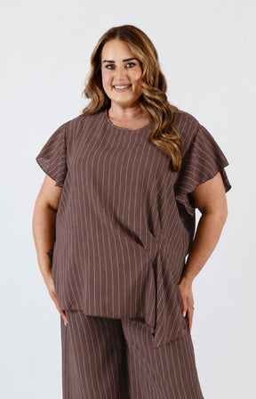 Victoria Pinstripe Co-ord in Brown 