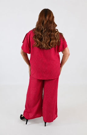 Victoria Pinstripe Co-ord in Red 