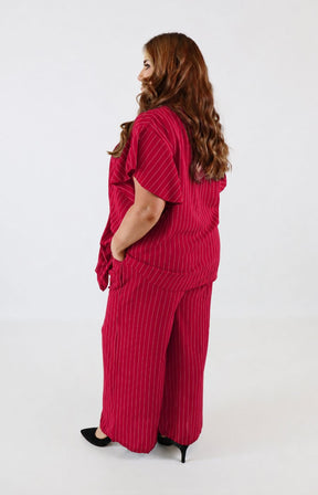 Victoria Pinstripe Co-ord in Red 