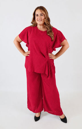 Victoria Pinstripe Co-ord in Red 