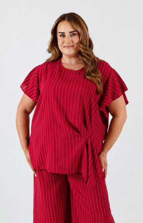 Victoria Pinstripe Co-ord in Red 