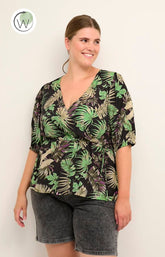 Kaffe Curve Clia Sleeve Blouse in Leaf Print