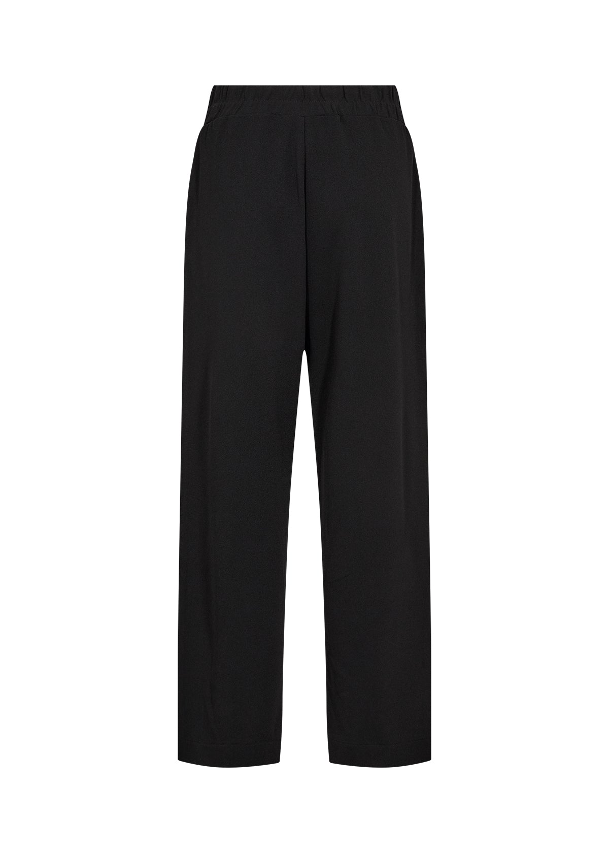 Wasabi Kufa Trousers in Black, back view, full length, straight leg, elasticated waistband