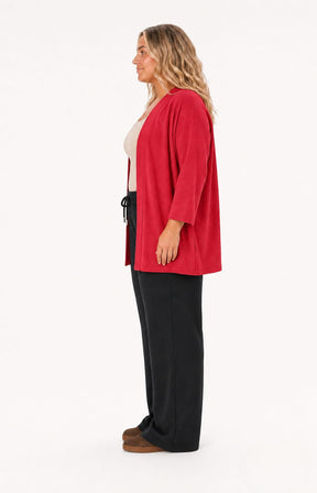 Wasabi Sabina Pocket Cardigan in Red, This image was created using AI