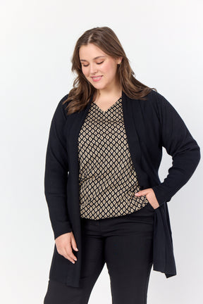 Wasabi Samanda Long Line Cardigan in Black