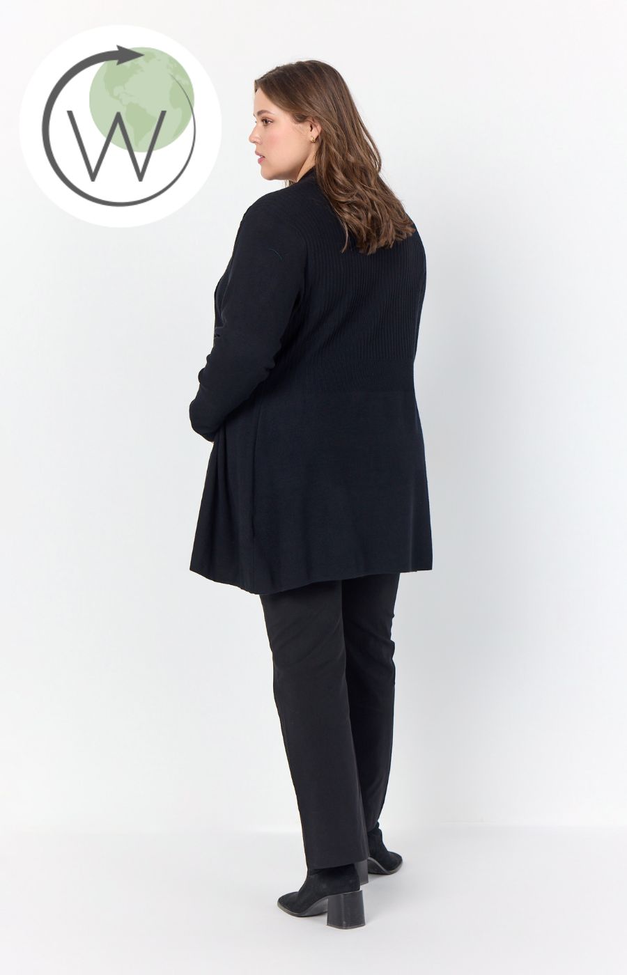 Wasabi Samanda Long Line Cardigan in Black