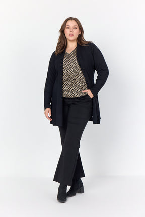 Wasabi Samanda Long Line Cardigan in Black