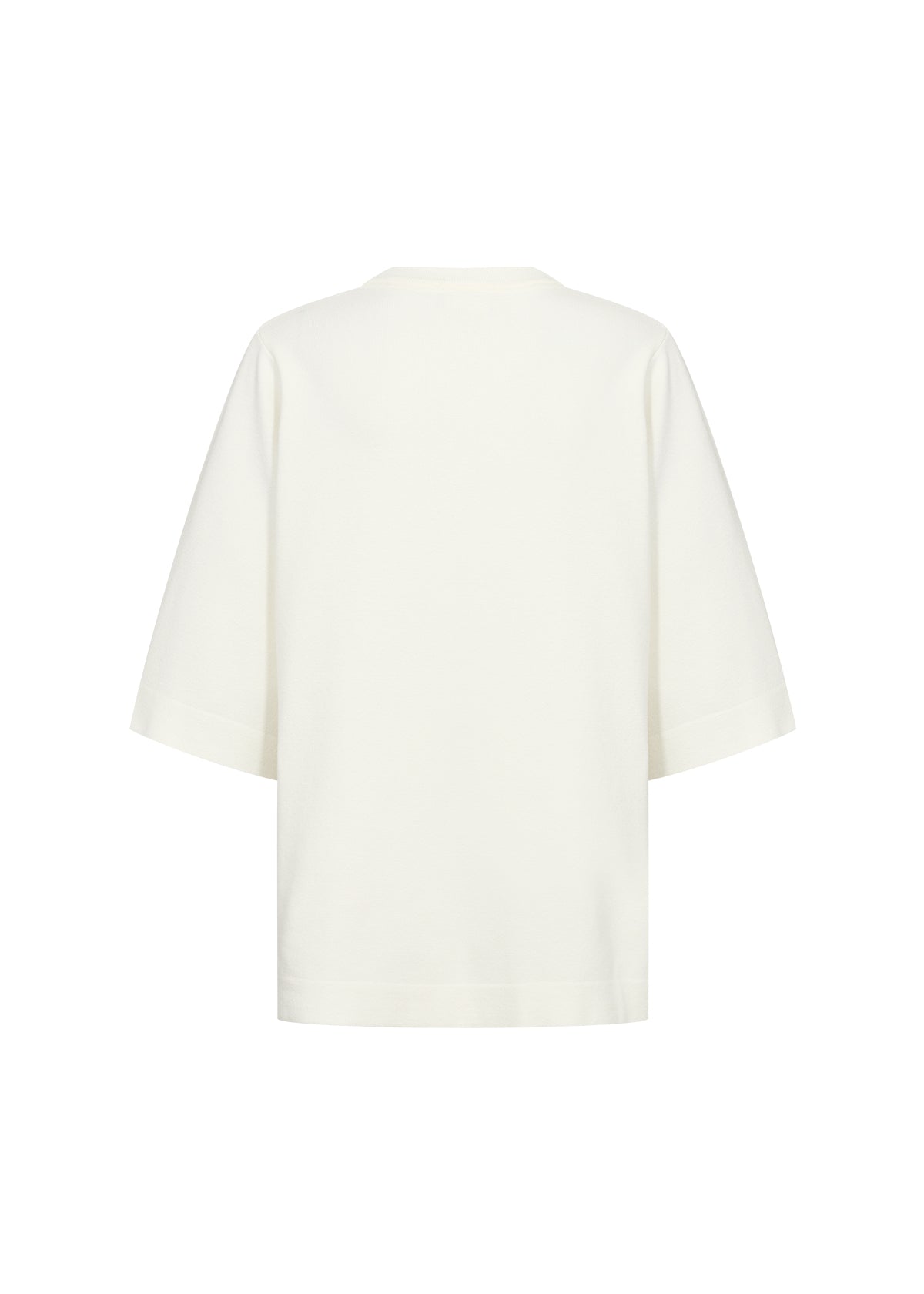 Wasabi Sikka Jumper in Cream, Back view, 1/2 sleeves, round neckline 
