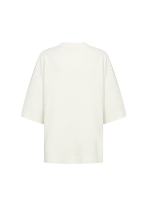 Wasabi Sikka Jumper in Cream, Back view, 1/2 sleeves, round neckline 