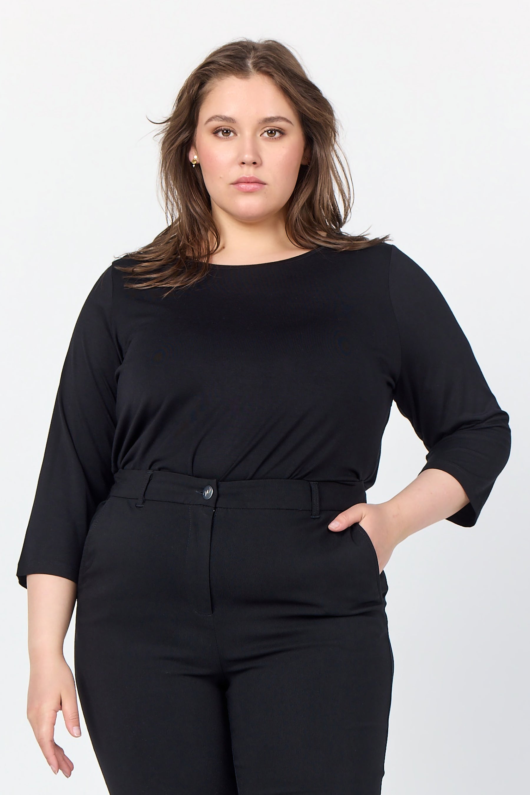Wasabi Stella 3/4 Sleeve Top in Black 