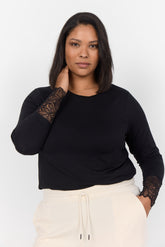Wasabi Stella Lace Sleeve Top in Black
