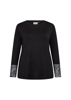 Wasabi Stella Lace Sleeve Top in Black