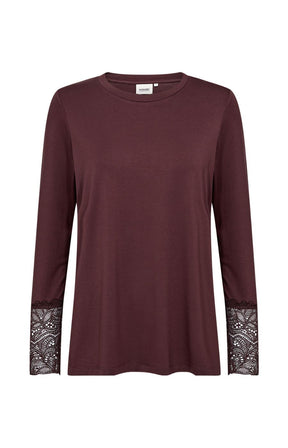Wasabi Stella Lace Sleeve Top in Brown 
