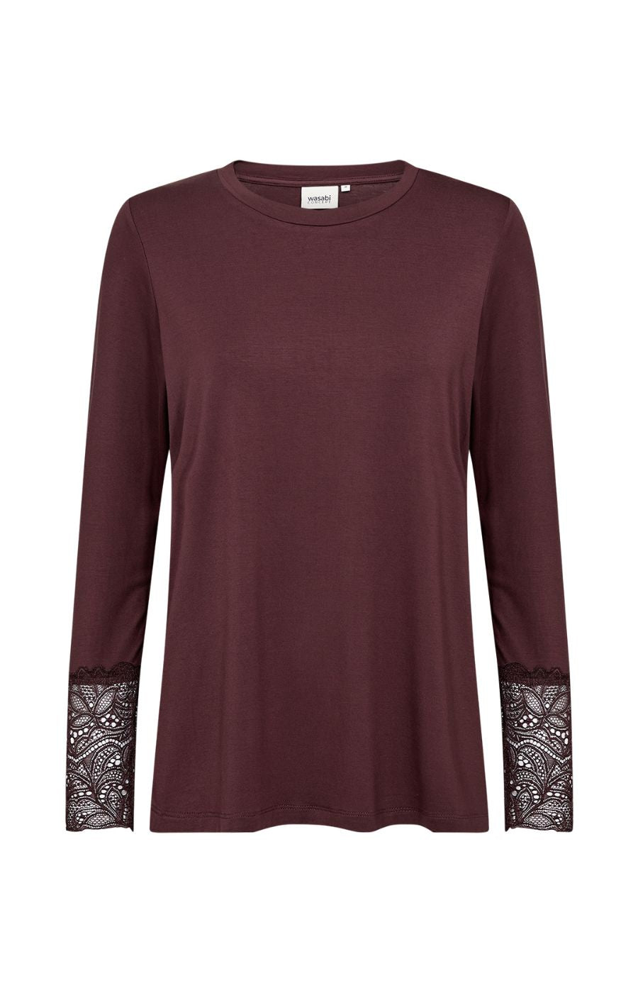 Wasabi Stella Lace Sleeve Top in Brown 