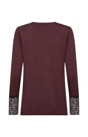 Wasabi Stella Lace Sleeve Top in Brown 
