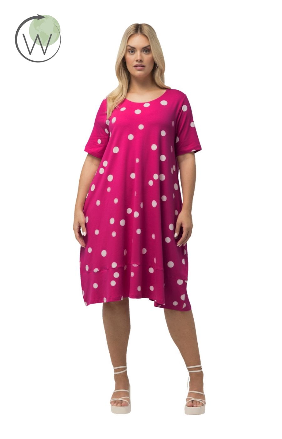 Ulla Popken Polka Dot Dress in Pink