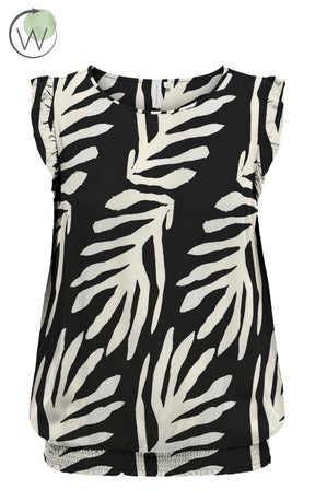 Only Carmakoma Frill Top In Leaf Print