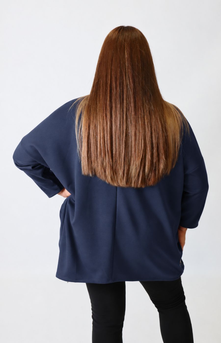 Zara Floral Heart Sweater in Navy. This image was created using AI.
