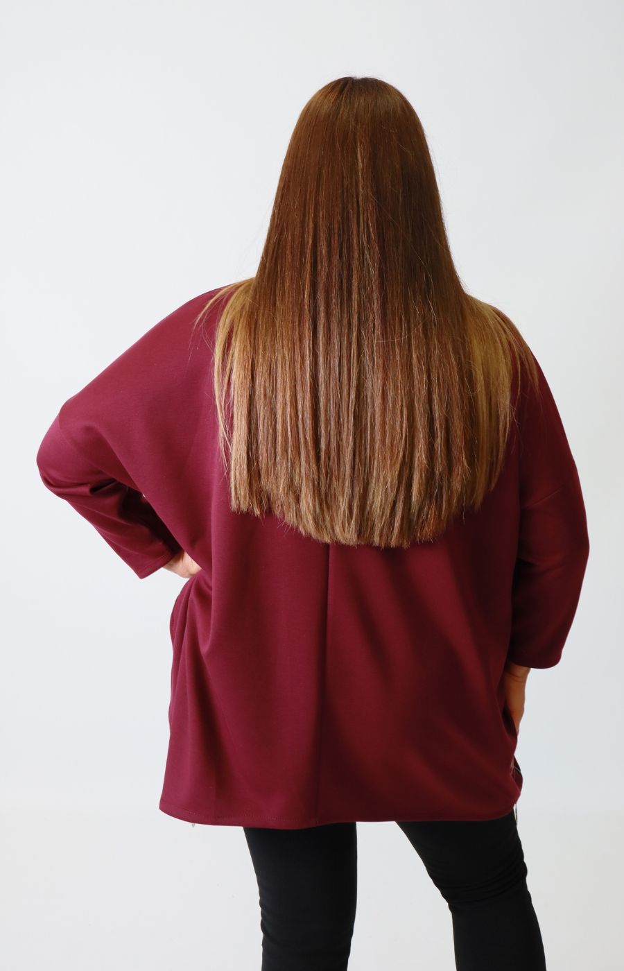 Zara Floral Heart Sweater in Wine. This image was created using AI.