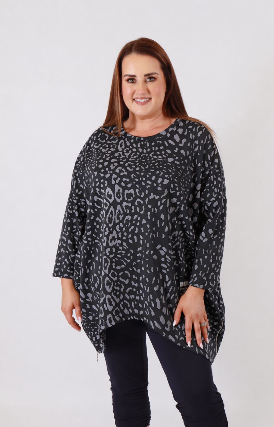 Zara Leopard Print Sweater in Black 