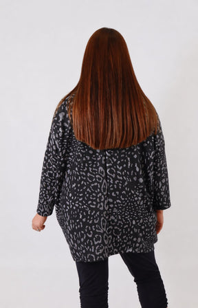 Zara Leopard Print Sweater in Black 