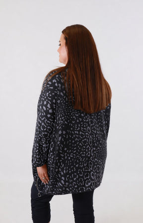 Zara Leopard Print Sweater in Black 