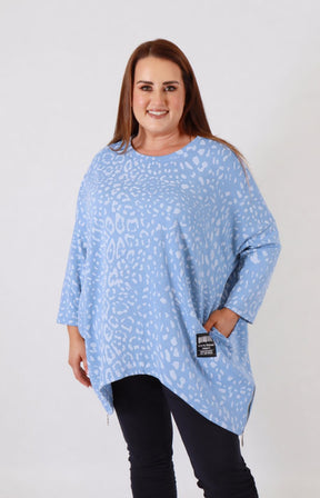 Zara Leopard Print Sweater in Blue 