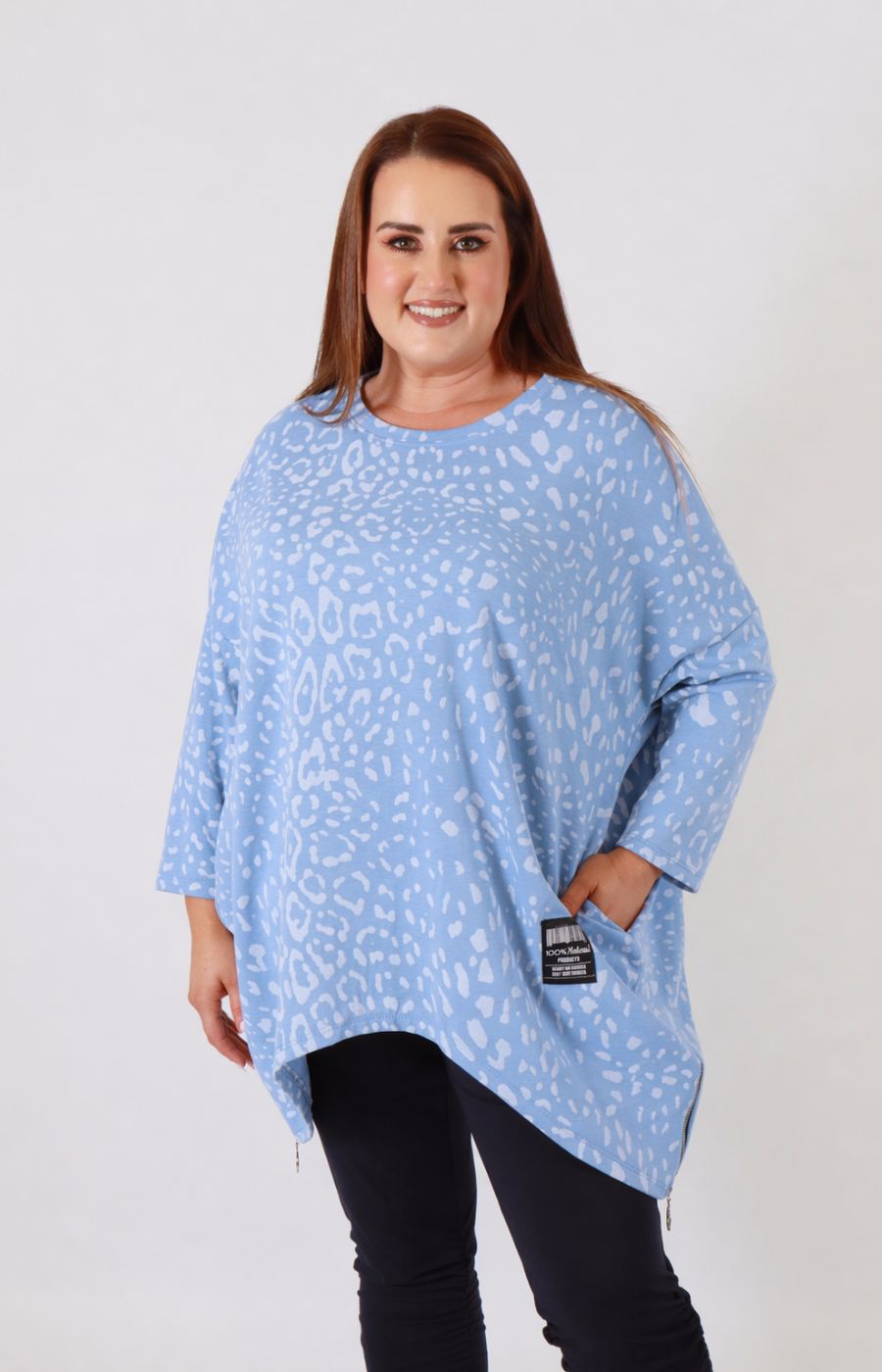 Zara Leopard Print Sweater in Blue 