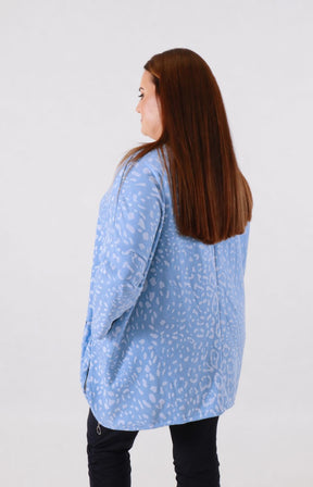 Zara Leopard Print Sweater in Blue 