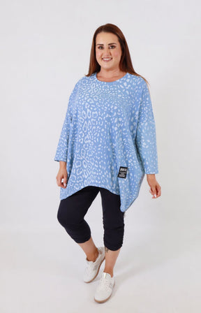 Zara Leopard Print Sweater in Blue