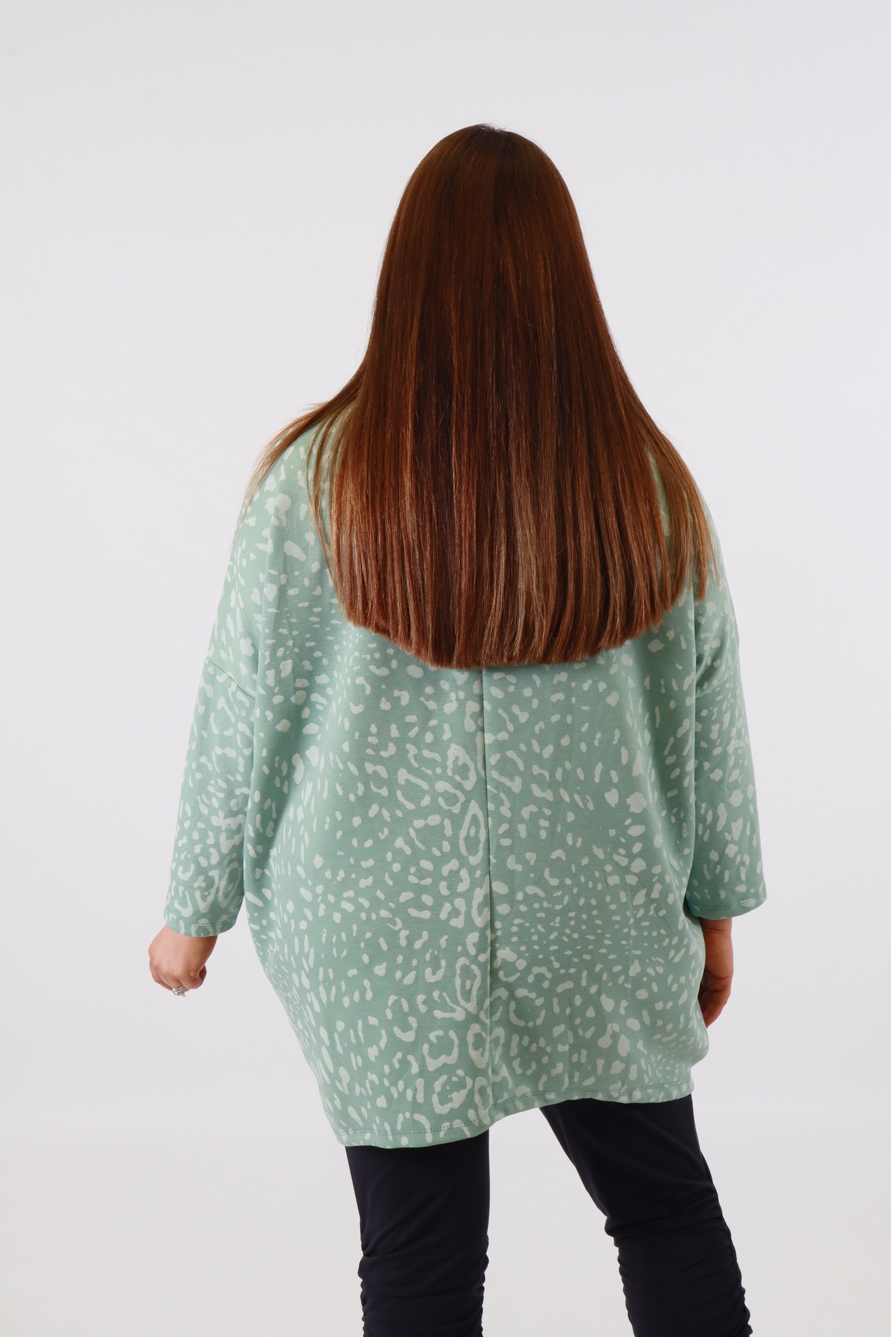 Zara Leopard Print Sweater in Green 