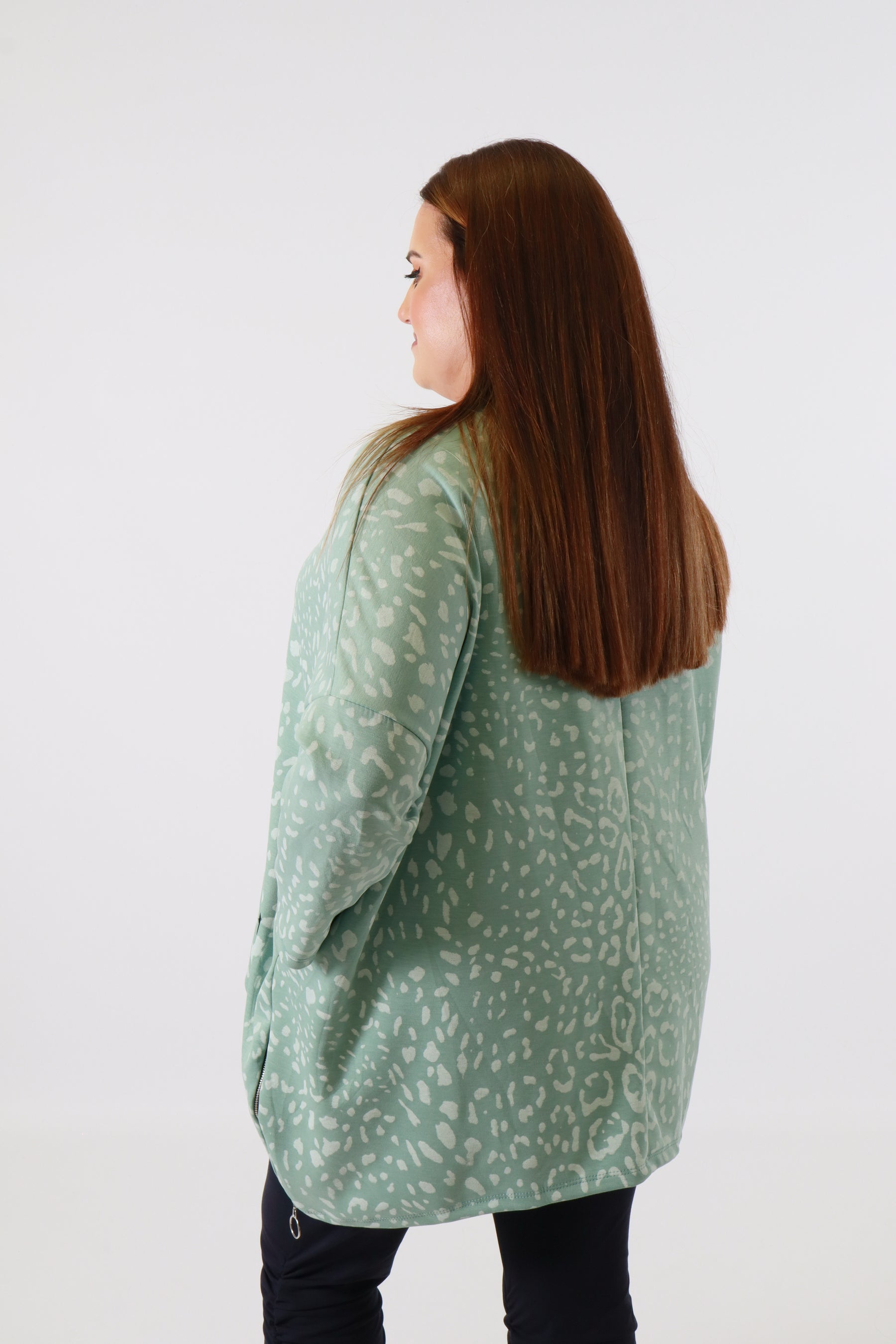 Zara Leopard Print Sweater in Green 