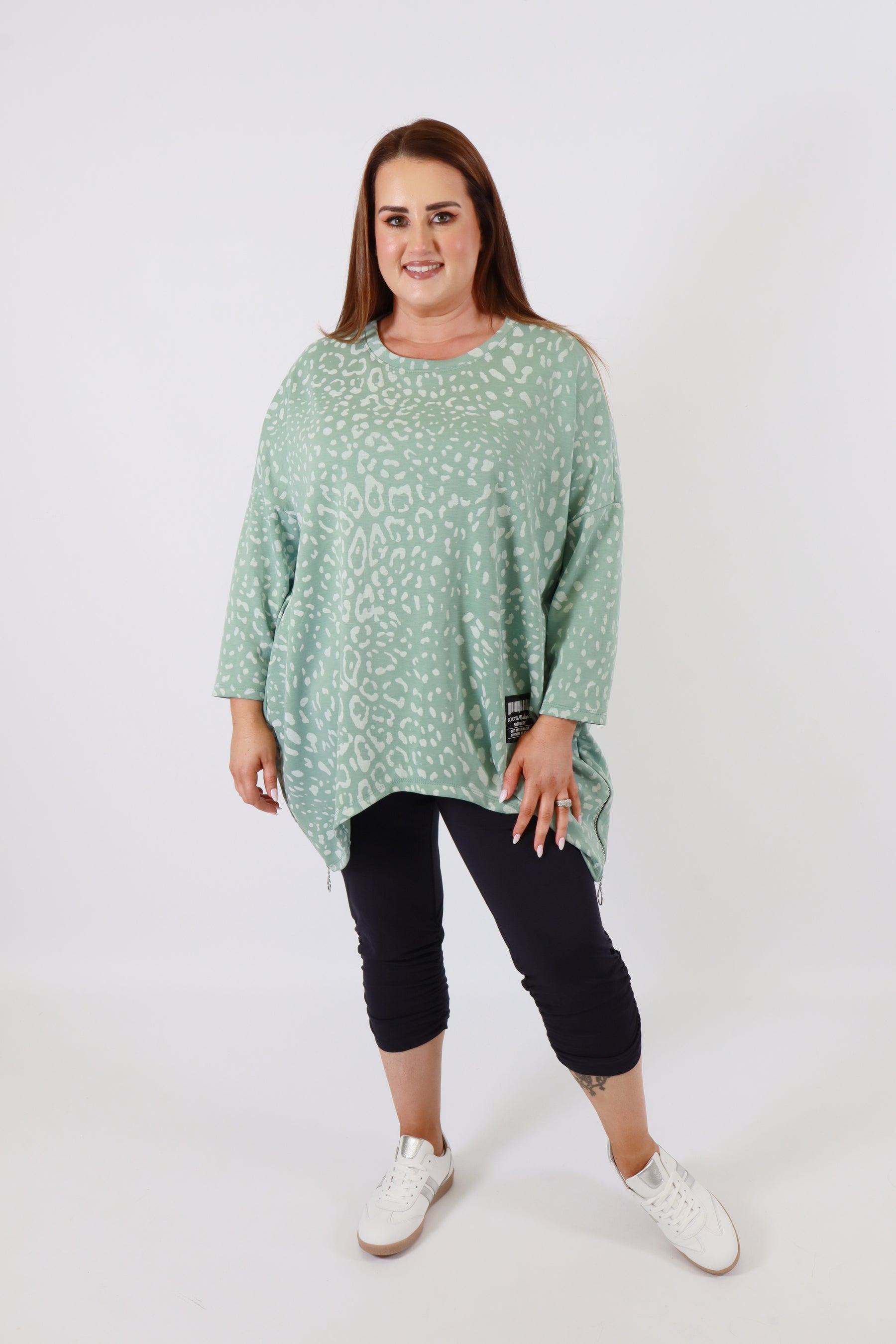 Zara Leopard Print Sweater in Green