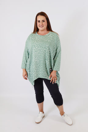 Zara Leopard Print Sweater in Green