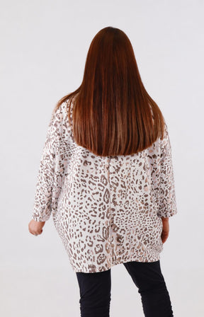 Zara Leopard Print Sweater in White 
