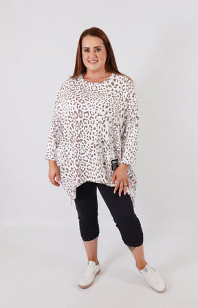 Zara Leopard Print Sweater in White 